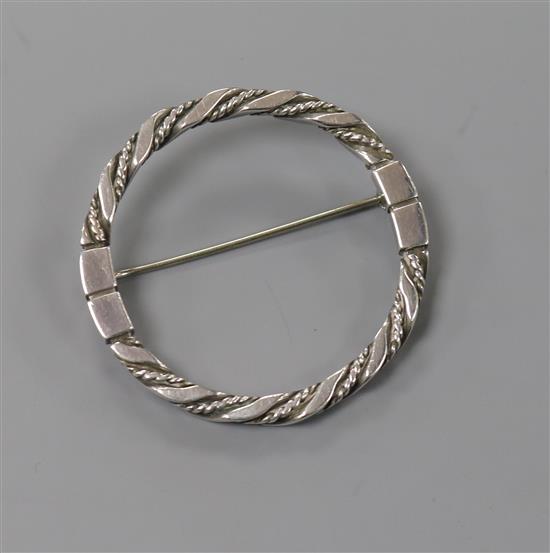 A 1970s Danish Georg Jensen sterling silver circular openwork brooch, no. 254, 38mm.